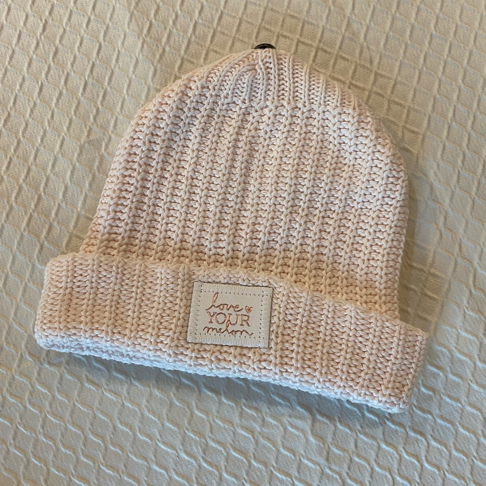 Love Your Melon Cream/Soft Pink Knit Hat. 100% cotton.